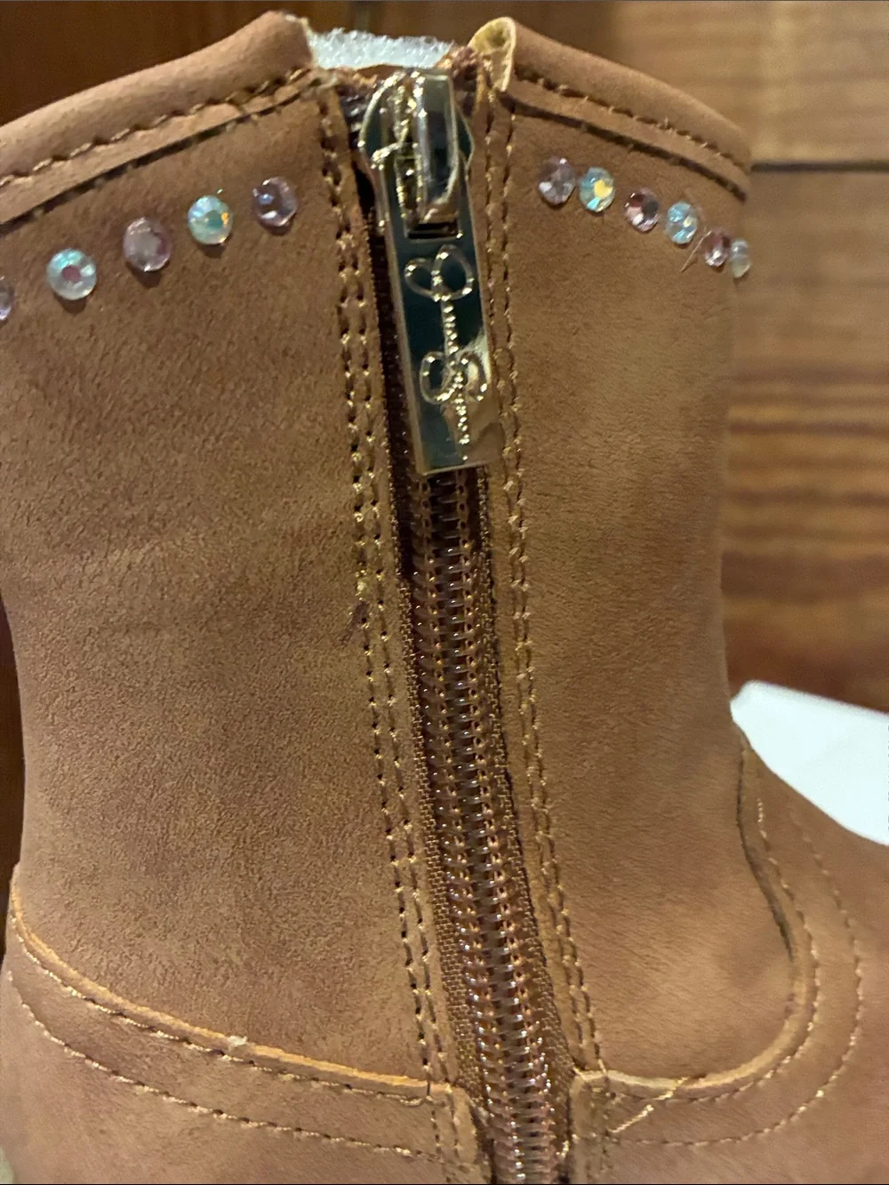 NIB Jessica Simpson Girls Cognac Pink Braided Trim Western Boots Sz 5